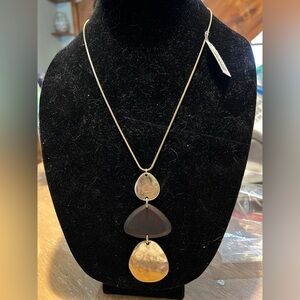 J Jill mixed elements pendant with gold tone chain with adjustable slide.